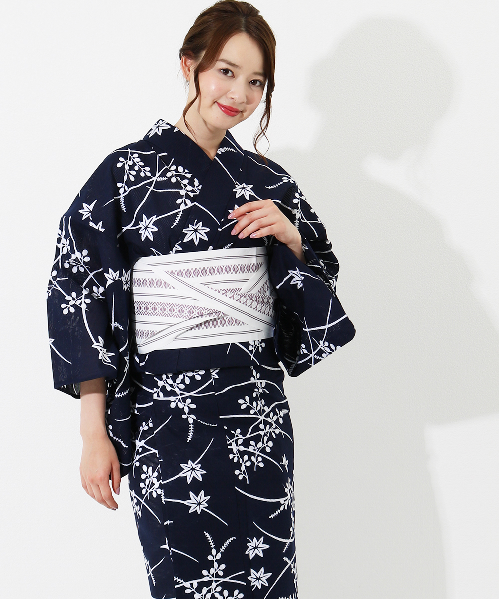 浴衣 | 【IKS COLLECTION】五本絽 紺地に楓と萩の花｜kimonoあんのん